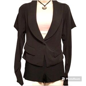 ARYN K Black peplum deep V-neck blazer jacket Size Small